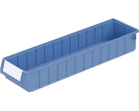 Bito Lagerteknik reolkasse RK i blå plast med dimensionerne 600x156x90 mm, vist isoleret.