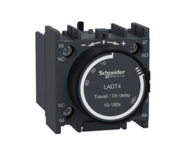 Schneider Electric tidsblok FORS.IND.10-180S LADT4 med 1NO-1NC kobling og justerbar forsinkelse fra 10-180 sekunder.
