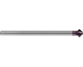 Gühring 495 VHM for- og bagfræser med lang, cylindrisk metalstang og mørkt skærehoved, 90° og 11 mm.
