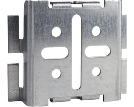 FZS vægbeslag/montageplade 72x90 mm i elforzinket stål med monteringshuller og clipsfunktion.