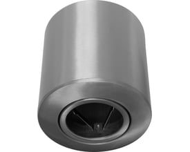 Nordtronic Surf Install påbygningsspot i børstet aluminium, med åbning til GU10 lyskilde og fjederklemmer synlige.