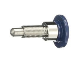 ABB SCS Gkey Mkey tilbehør, en fjederbelastet lås med blå top og metalgevind, vist på hvid baggrund.