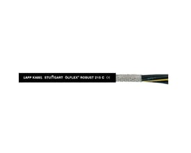 Lapp ÖLFLEX® Robust 215 C 18G0,5 kabel med flettet skærm og farvekodede ledere, på sort baggrund.