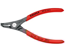 Vinklet Knipex 49 21 A11 SB låseringstang vist fra siden med åbne kæber, klar til brug.