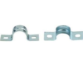 To galvaniserede kabelbøjler med 2-lags design til 20mm rør, fremstillet af elektrolytisk forzinket stål.