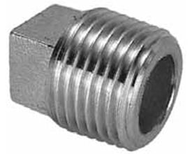Indura prop i rustfrit stål (AISI 316) med 4-kant og 2" udvendigt gevind, designet til at afspærre muffeender i varmeanlæg op til 10 bar.