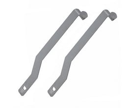 Omron holdeclips i metal, designet til fastgørelse af MK-relæer og PF*-AE-stikkontakter, vist på hvid baggrund.