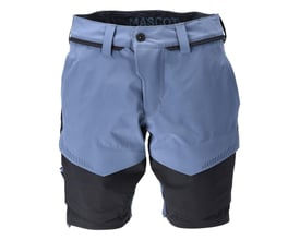 Mascot customized shorts 22149-605 med frontdetaljer, knaplukning og lynlås, stenblå/mørk marine.