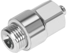 Festo fitting NPCK-C-D-G14-K8 i poleret metal, der viser gevinddetaljer og den sekskantede form for tilspænding.