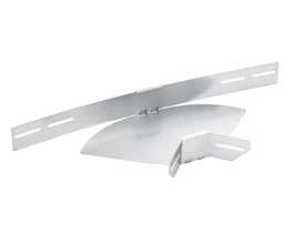 Lauritz Knudsen justerbart hjørne til kabelbakker, 60 x 200 mm, 1 mm tykkelse med Zinc+ overflade og monteringshuller.