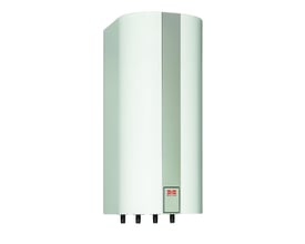 Detaljebillede af Metro 110 liter VVB, der viser de fire tilslutningsrør på undersiden af den trykfaste vandvarmer.