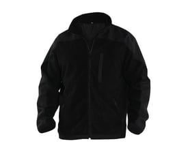 Sort Engel-fleecejakke i XL set forfra med høj krave, gennemgående lynlås og brystlomme med lynlås.