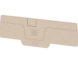 Weidmüller endeplade AEP DT 2.5 3C i beige, med præget Weidmüller logo og PUSH IN teknologi.