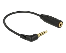 DeLock lydkabel med 3.5mm 4-pin han-stik og 2.5mm 3-pin hun-port i sort.