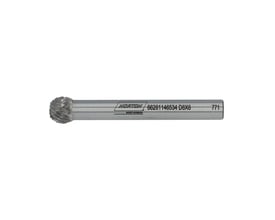 Norton BDX hårdmetalfræser i form D, 8 x 6,3 x 52 mm, set fra siden med skærende fræsehoved og skaft.