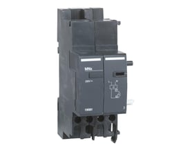 Schneider Electric Acti9 MNx underspændingsspole til 230V AC, vist på hvid baggrund med synlig mærkning og terminaler.