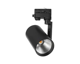 Sort V-TAC 35 W LED-skinnespot med 3-faset adapter og synlig reflektor, Cree-chip og 4000K lys.