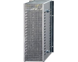 Siemens Sinamics bremsemodstand i metal med ventilationsgitre på siden og fronten, beregnet til 600 V DC.