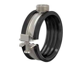 Flamco syrefast rørbøjle Bsa med gummiindlæg, passer til 20-24 mm rør, rustfrit stål med M10 gevind.