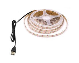 3 meter USB LED strip med 60 LED/m, IP65, 5V, vist på en hvid baggrund med USB-stikket synligt.