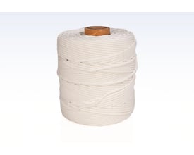 Roliba flugtline af hvid flettet nylon, 1 mm tykkelse og 330 meter lang, opviklet på en papspole.