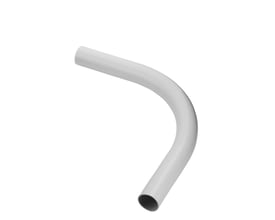 Unico opføringsbøjning i hvid plast til tomrør, med en dimension på 25/29 mm. Produktet er vist isoleret på en hvid baggrund.