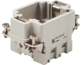 Weidmüller HDC industristik ramme i størrelse 3, designet til 2 moduler, med synlige skruer og mærkningsdetaljer på siden.