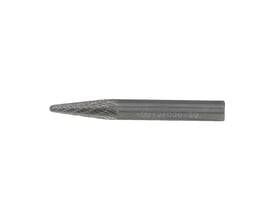 Nortons hårdmetalfræser i form L med afrundet, riflet skærehoved og lige 6 mm skaft, set fra siden.