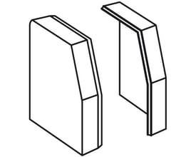 Hager endestykker til afdækningskanal RK 110, vist i isoleret illustration i perlegrå.