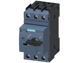 Siemens 3RV2 motorværn, 3-polet, 2A, S00, med håndbetjent afbryder og tydelig ON-markering.