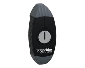 Schneider Electric nøglegreb til S3D nøgle 405 vist fra forsiden, med fokus på det centrale nøglehul og brandlogoet.