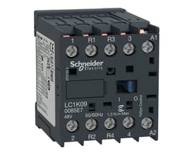 Schneider Electric TeSys K kontaktor 9A med 2NO+2NC kontakter og 48VAC styrespænding, model LC1K090085E7.