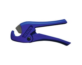 Irwin Tools plastrørskærer i blå plast med et 26 mm klippeblad og et skarpt blad.