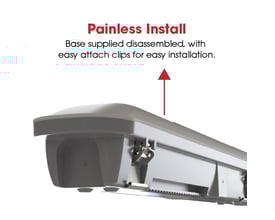 Ansell Lighting Tornado Evo L:1800 armatur med tekst 'Painless Install' der viser nemme monteringsclips.