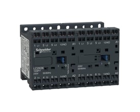 Schneider Electric TeSys K reverseringskontaktor, model LC2K06 103P7, med 230V spænding og 3P poltal, viser mange tilslutningsmuligheder.