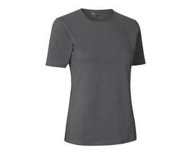 ID Identity T-shirt til damer i silver grey, str. 2XL, med rund hals og kort ærme. T-shirten er i bomuld med stretch og har en tætsiddende pasform.