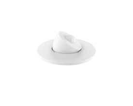 Jumitech Dali-2 indbygnings PIR sensor med integreret dagslysstyring. En hvid, rund enhed med en vinklet sensor på toppen, velegnet til montering i dåser.