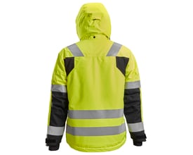 Bagfra af Snickers High-Vis vinterjakke 1132 i gul og sort med reflekser, str. S, kl. 3.