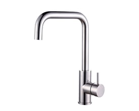 KN Vivaldi køkkenarmatur med U-tud i poleret rustfrit stål, med et elegant svingbart design og et enkelt håndtag til betjening.