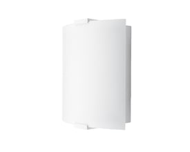 SG Armaturen Vægarmatur Safir, et firkantet hvidt LED armatur med 8W effekt, 3000K, af aluminium på hvid baggrund.