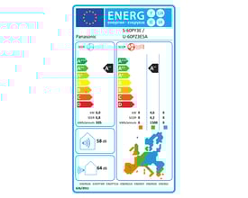 Energimærke for Panasonic S-60PY3E luft/luft splitkassette med SEER 6,8 og SCOP 4,2.