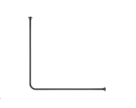 HeFe badeforhængsstang AD119041 i krom, L-formet med to monteringsflanger på en hvid baggrund.