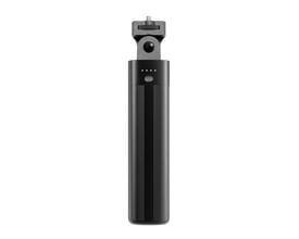 Sort batterigreb til 100 W kompakt studiebelysning med justerbart beslag og synlig 1/4-tommes skrue.