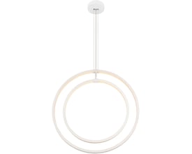 SLV ONE VERTICAL pendel i hvid med to ringe af lys, monteret med baldakin og kabler.