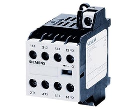 Siemens minikontaktor 3TG1010-0AG2 med 4NO kontakter og skrueterminaler for AC-drift på 110V.