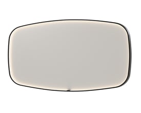Sanibell SP31 spejl, 160x80 cm, med sort aluramme og integreret, dæmpbar LED-belysning. Spejlet er firkantet med afrundede hjørner.