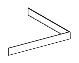 Contura Shower frontplade til brusekabine på 80x80 cm, vist som en L-formet profil i en teknisk tegning.