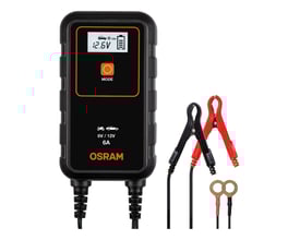 Osram BatteryCharger 906 smart oplader til 6V/12V batterier, med 6A ladestrøm og digital skærm.