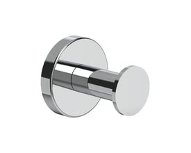 Forkromet LAUFEN Niara håndklædekrog med rund vægplade og enkelt, fremspringende greb set skråt forfra.