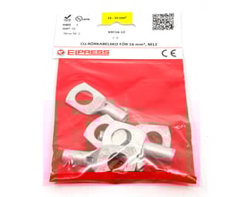 Elpress Cu-rørkabelsko KRF16-12 i pose med 5 stk, mærket til 16mm² og M12 laske.